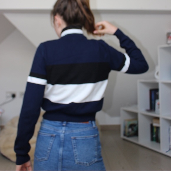 Zara Blue Black and White Mock Turtleneck Sweater - Picture 4 of 4